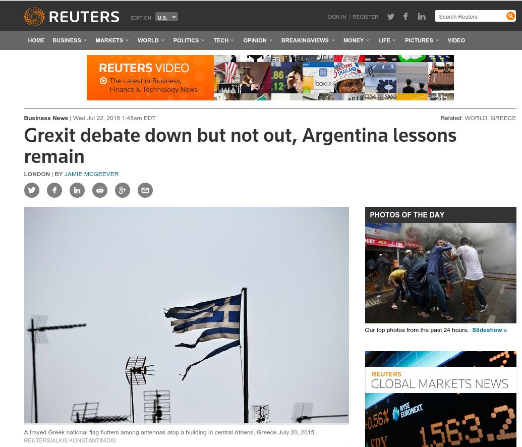 Reuters: Η Αργεντινή, όταν χρεοκόπησε, ήταν σε καλύτερη μοίρα από την Ελλάδα σήμερα - Φωτογραφία 2