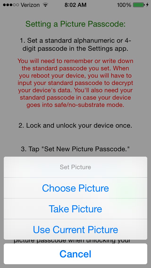 Picture Passcode: Cydia tweak new v1.0 ($1.99)....αλλάξτε τον τρόπο που ξεκλειδώνετε το iphone σας - Φωτογραφία 3