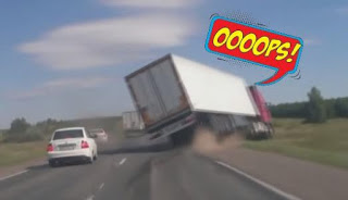 Ένας απρόσεκτος οδηγός Ι.Χ. φτάνει για να τουμπάρει φορτηγό.... [video] - Φωτογραφία 1