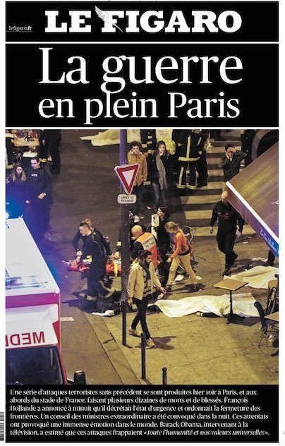 Πόλεμος στο Παρίσι - Τα πρωτοσέλιδα του τρόμου για την αιματηρή νύχτα στην Γαλλία - Φωτογραφία 4