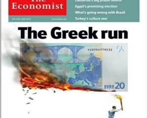 Ο Έλληνας λαμπαδηδρόμος καίει το ευρώ στο εξώφυλλο του Economist - Φωτογραφία 1