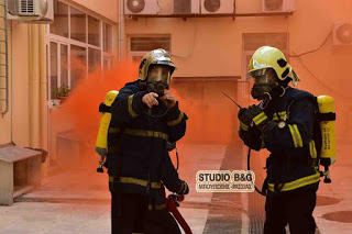 Άσκηση από την Πυροσβεστική υπηρεσία Ναυπλίου στο νοσοκομείο της πόλης - Φωτογραφία 1