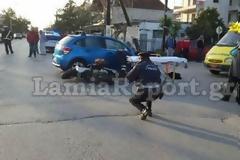 Λαμία: Παραβίασε STOP και χτύπησε κοπέλα με μηχανάκι [photo]