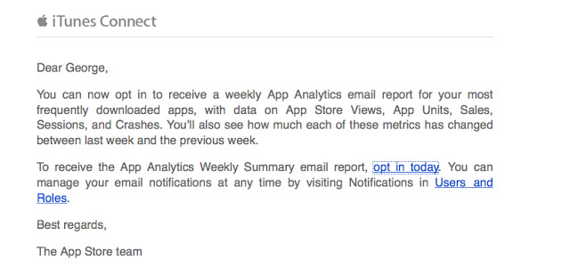 iTunes Connect : Τώρα οι προγραμματιστές έχουν εβδομαδιαία ενημέρωση για τις εφαρμογές τους - Φωτογραφία 2