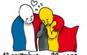 Γαλλία και Βέλγιο «δακρύζουν» αγκαλιασμένες: Το σκίτσο της Le Monde για τις επιθέσεις