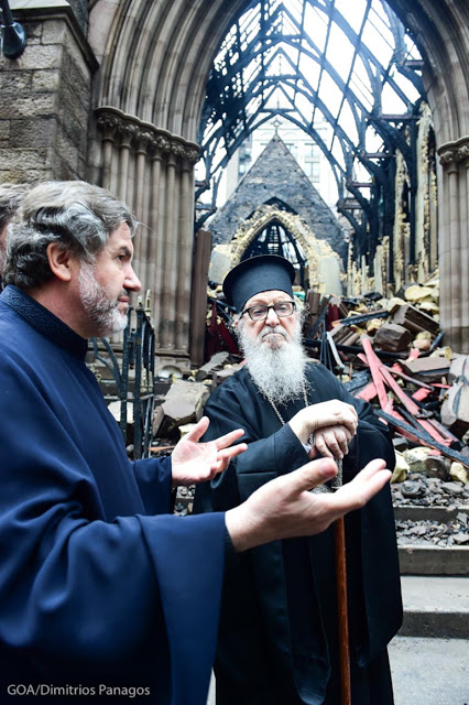Ο Αρχιεπίσκοπος Αμερικής στον Σερβικό Ναό που καταστράφηκε από πυρκαγιά - Φωτογραφία 2