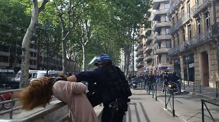 BINTEO ΣΟΚ: Γάλλος Αστυνομικός αρπάζει γυναίκα από τον λαιμό και την 'πετάει' στο έδαφος - Φωτογραφία 1