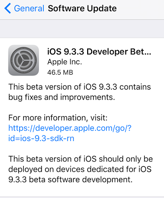 Διαθέσιμη η τρίτη beta του ios 9.3.3 από την Apple - Φωτογραφία 1