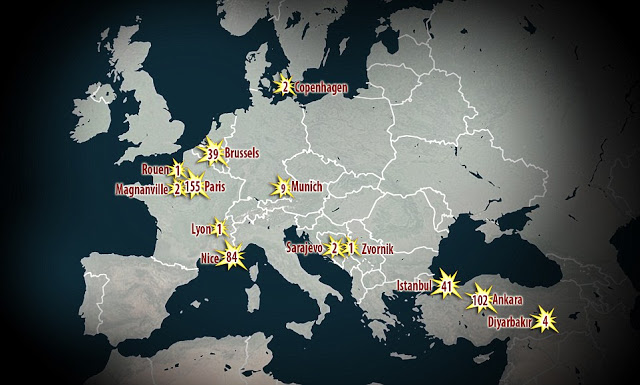 Ο χάρτης της ΦΡΙΚΗΣ: 18 τρομοκρατικές επιθέσεις σε 2 χρόνια στην Ευρώπη, 443 νεκροί [photos+video] - Φωτογραφία 2