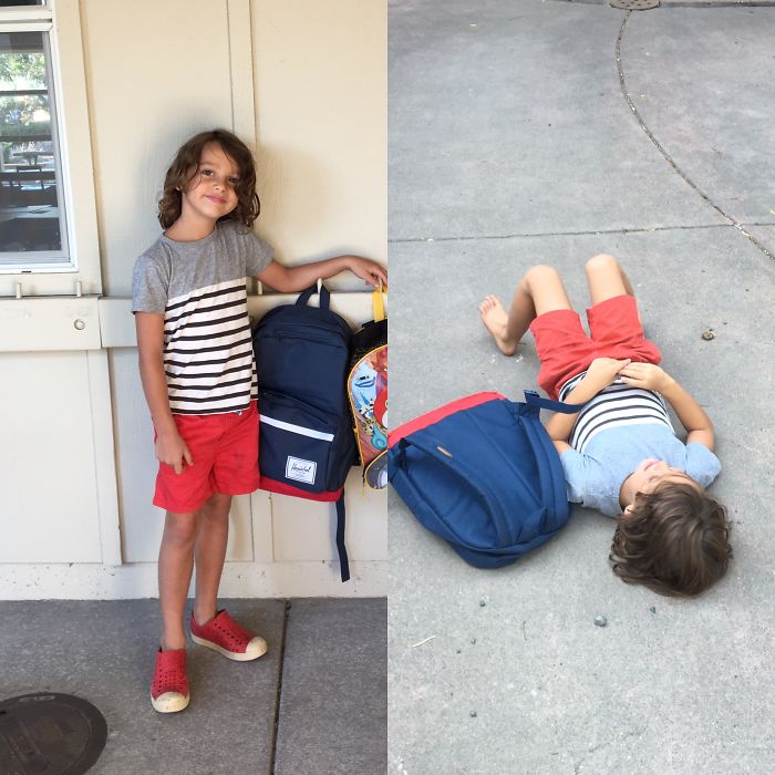 Ξεκαρδιστικές φωτογραφίες παιδιών πριν και μετά την πρώτη μέρα στο σχολείο! - Φωτογραφία 10