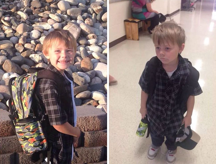 Ξεκαρδιστικές φωτογραφίες παιδιών πριν και μετά την πρώτη μέρα στο σχολείο! - Φωτογραφία 4