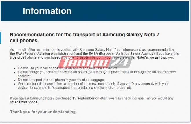 Πατρινός έκανε κράτηση με αεροπορική εταιρία και έλαβε… προειδοποίηση για το κινητό του Samsung Galaxy Note 7 – Ποιες οι νέες οδηγίες για τις πτήσεις - Φωτογραφία 2