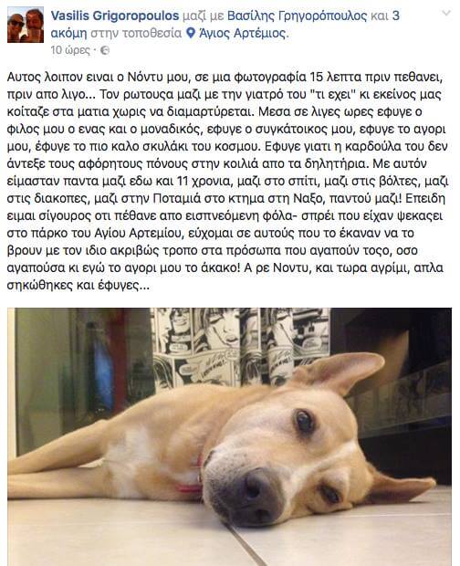ΠΡΟΣΟΧΗ σε όσους έχουν σκύλους - ΝΕΚΡΟΣ από εισπνεόμενη ΦΟΛΑ σε κεντρικό πάρκο της Αθήνας σκύλος γνωστού ΔΗΜΟΣΙΟΓΡΑΦΟΥ - Φωτογραφία 3
