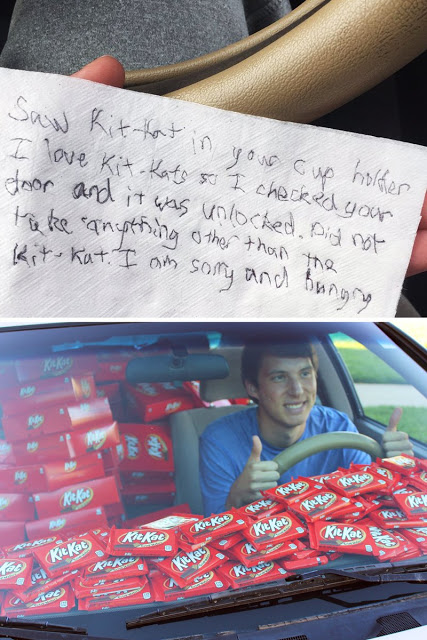 Του έκλεψαν μια Kit-Kat από το αμάξι, αποζημιώθηκε με 6.500 σοκολάτες - Φωτογραφία 2