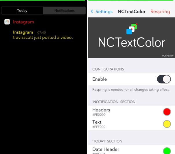 NCTextColor: Cydia tweak new free...αλλάξτε τα χρώματα στις ειδοποιήσεις - Φωτογραφία 3