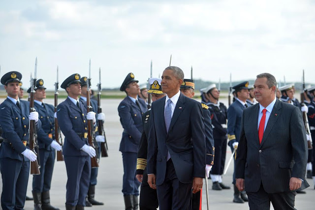 Φωτό από την υποδοχή του Προέδρου των ΗΠΑ Μπαράκ Ομπάμα από τον ΥΕΘΑ Πάνο Καμμένο - Φωτογραφία 5