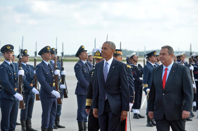 Φωτογραφίες από την υποδοχή του Προέδρου των ΗΠΑ Μπαράκ Ομπάμα από τον ΥΕΘΑ Πάνο Καμμένο - Φωτογραφία 5