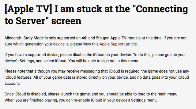 Minecraft: Story Mode....Πως να διορθώσετε το πρόβλημα στους server του παιχνιδιού για το Apple TV - Φωτογραφία 3