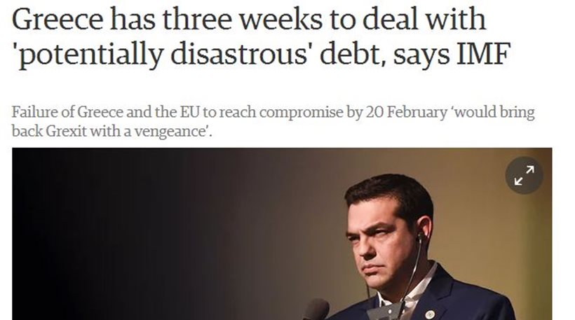 Guardian: Η Ελλάδα έχει τρεις εβδομάδες να αντιμετωπίσει το «πιθανά καταστροφικό» χρέος - Φωτογραφία 1