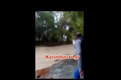 Συγκλονιστικό βίντεο: Κραυγή αγωνίας στο Κιάτο ενώ ορμητικά νερά παρασέρνουν αυτοκίνητο