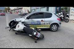 Σφοδρό τροχαίο με τραυματία αστυνομικό της ομάδας ΔΙ.ΑΣ. στο Μενίδι (βίντεο, φωτός)