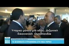 Παραλίγο «επεισόδιο» Τσαβούσογλου-Χριστοδουλίδη στους διαδρόμους του ΟΗΕ (video)