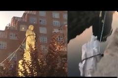 ΗΠΑ: Διαδηλωτές «κατέβασαν» άγαλμα του Χριστόφορου Κολόμβου στη Βαλτιμόρη