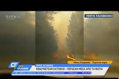 Φωτιά Αρκαδία: Πέρασαν με το αμάξι τους μέσα από τις φλόγες - Εικόνες που κόβουν την ανάσα (Video)