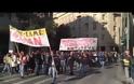 Οι σημαίες των χωρών που πλήττονται απ΄την κρίση, στην πορεία στο Σύνταγμα