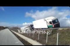 Βίντεο από την ανατροπή νταλίκας στην Εγνατία Οδό