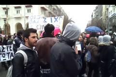 Κομφούζιο στο κέντρο της Θεσσαλονίκης από την πορεία των σπουδαστών  των Τ.Ε.Ι