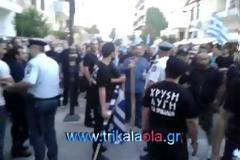 Απειλήθηκαν επεισόδια στην πορεία της Χρυσής Αυγής στα Τρίκαλα [video]