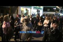 Πλήθος Τρικαλινών στην πορεία διαμαρτυρίας για το κλείσιμο της ΕΡΤ [Video]