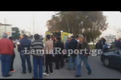 Λαμία: Τραυματίστηκε 19χρονη Λαμιώτισσα με μηχανή στη Λ. Καλυβίων - Το κράνος έσωσε ζωές [Video - Photos]
