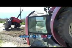 Τρίκαλα: Τρακτέρ κόπηκε στη μέση [video]