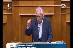 Μ. Γλέζος: Σας εγκαλώ τώρα .. Συμφωνείτε ή δεν συμφωνείτε ότι τα ιερά και τα όσια είναι το χρήμα;