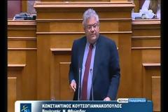 O Βουλευτής Φθιώτιδας της Νέας Δημοκρατίας, κ. Κων. Ι. Κουτσογιαννακόπουλου, αναφορικά με την χθεσινή τοποθέτηση του στη συζήτηση για το Σ/Ν του Υπουργείου Περιβάλλοντος