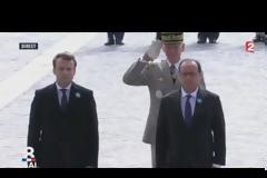 Εκλογές Γαλλία: Ολάντ και Μακρόν κατέθεσαν μαζί στεφάνι για τη νίκη κατά της ναζιστικής Γερμανίας