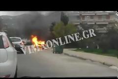 Νεκρό άτομο από πυρκαγιά σε αυτοκίνητο στη Γλυφάδα (βίντεο)