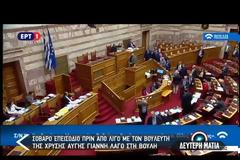 Ύβρεις και απειλές από τον χρυσαυγίτη Λαγό στη Βουλή - Επενέβη η φρουρά! (ΒΙΝΤΕΟ)