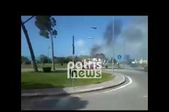 Στις φλόγες αυτοκίνητο στον Πύργο - Από θαύμα σώθηκε ο οδηγός (βίντεο)