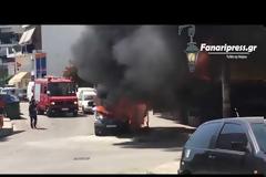Αυτοκίνητο τυλίχθηκε στις φλόγες στο κέντρο της Άρτας  (ΒΙΝΤΕΟ)